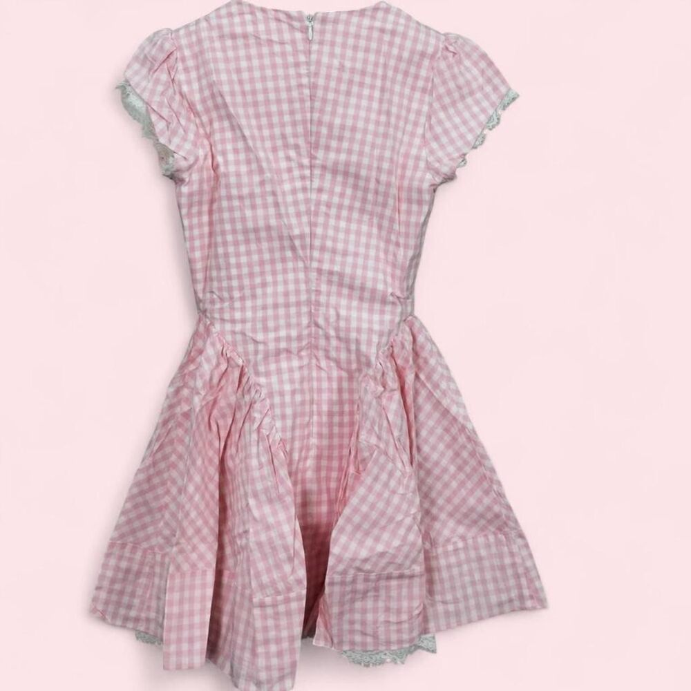 HOUSE OF CB 'Emiliana' Pink Gingham Cotton Mini Dress/Size S Regular Length. Bra - Picture 3 of 5